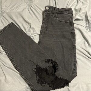 Hollister Black Distressed Skinny Ankle Jeans